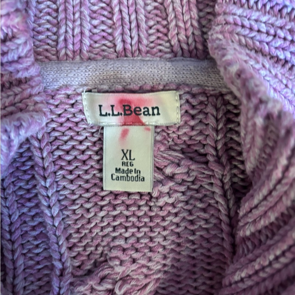 LL Bean Womens XL Cable Knit Blue Chunky  Long Sleeve zip up Sweater - Picture 3 of 3